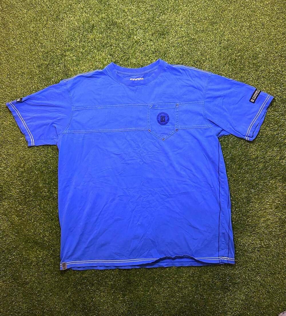 Y2K Coogi Australia Pocket T-Shirt Size 4XL Blue Cotton Short Sleeve Top